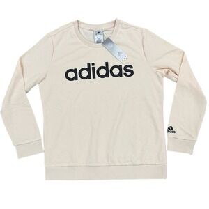 Adidas Women's Large Crewneck Lightweight Sweatshirt Ecru Tint/Black